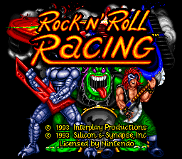 Rock 'n Roll Racing title screen for Super Nintendo